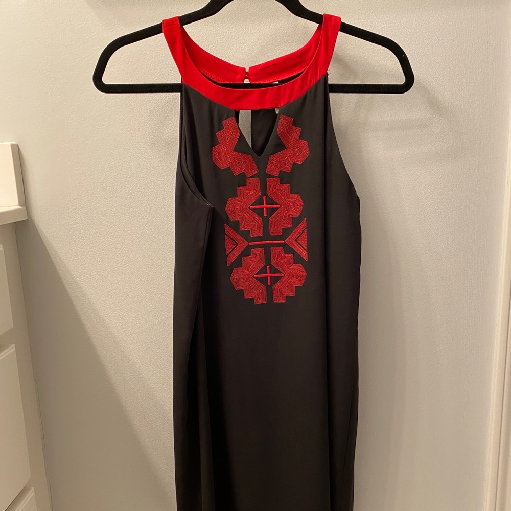 Red and black dress